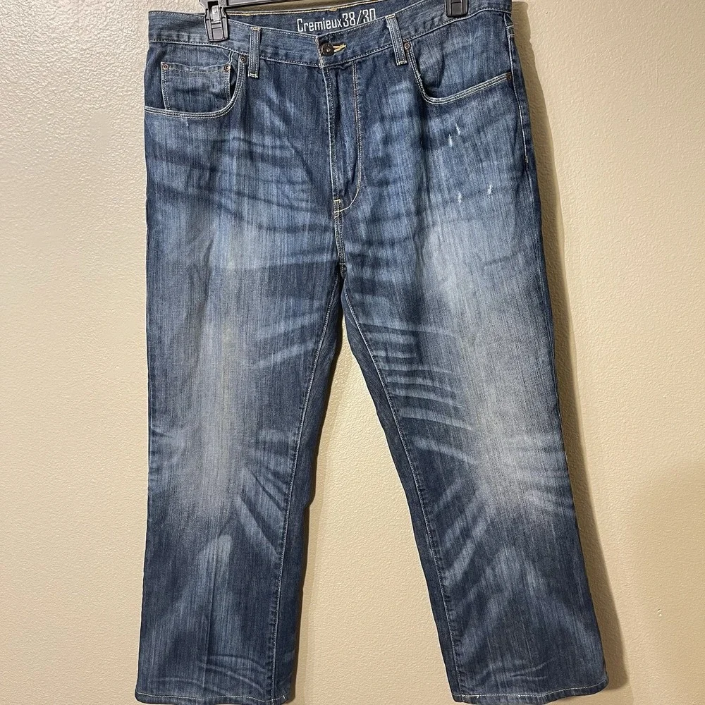 Cremieux Jeans Distressed Straight Wide Leg Relaxed Fit Men's Size 38/30 ( 28!!)